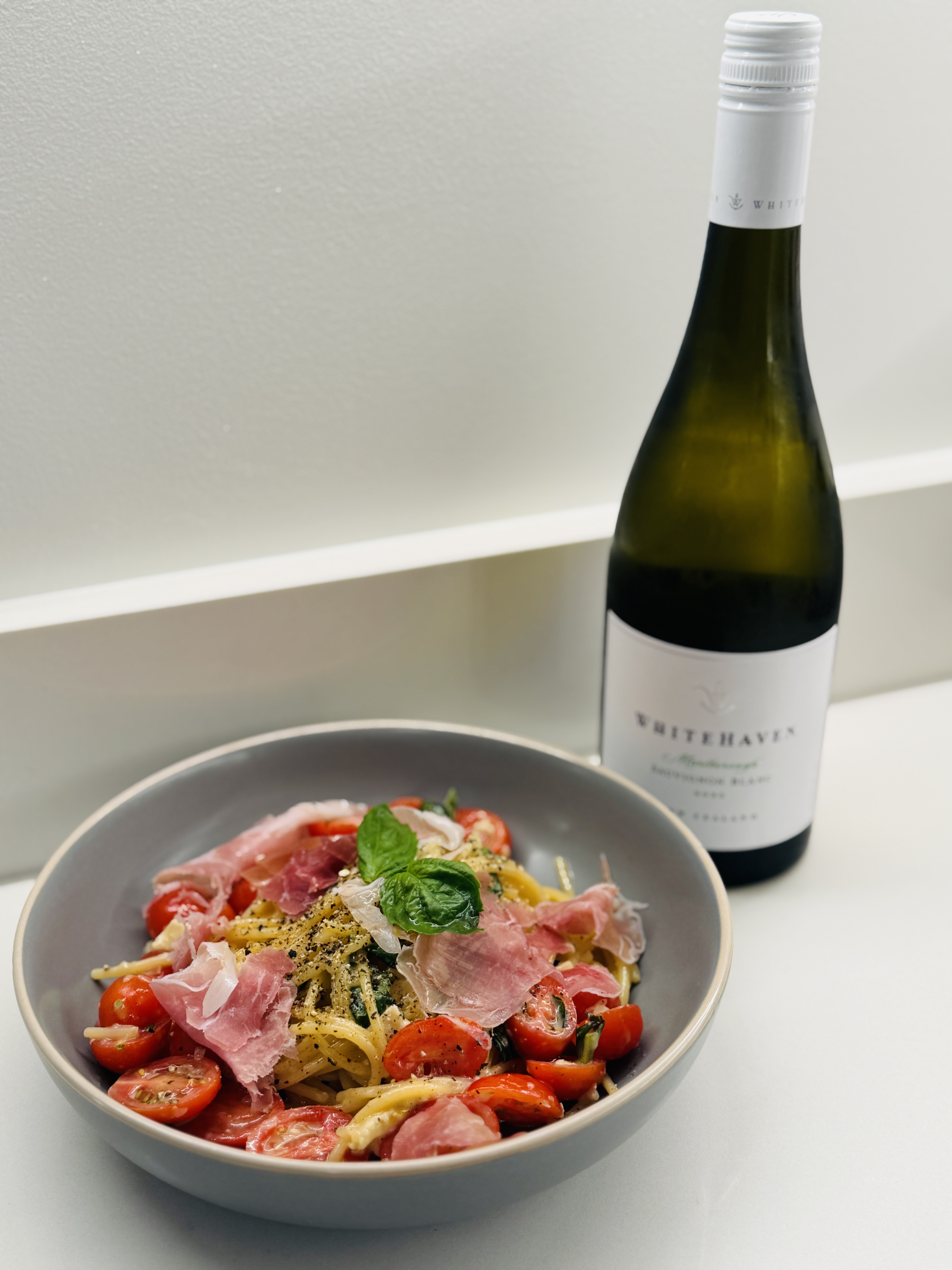 Brie Cheese Pasta with prosciutto and honey